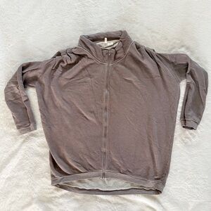 Covet Oversized Full Zip Knit Sweatshirt Jacket Taupe Brown Size Medium